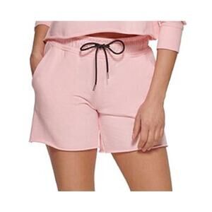 DKNY Sport Womens Metallic Logo High Rise Cotton Shorts - Large - Blossom - NWT